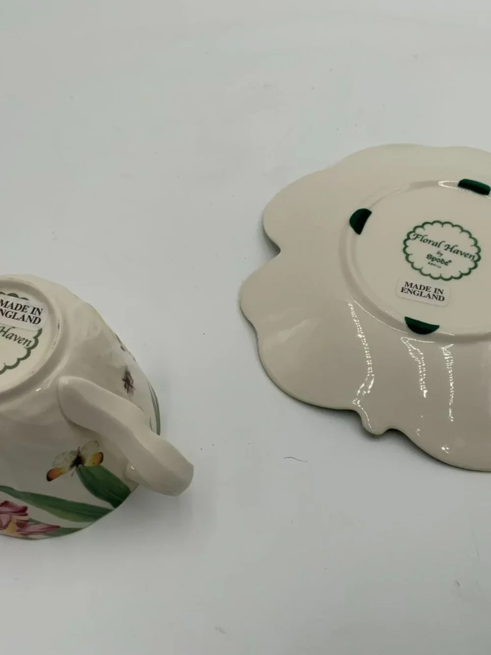 Spode Floral Haven Leaf Shape Flowers and Butterflies 7
